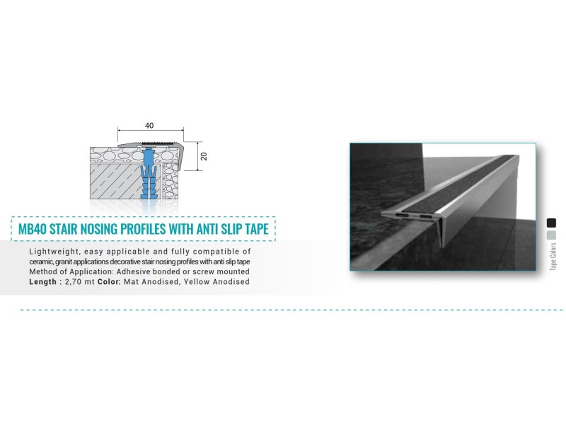 Qatar MB40 STAIR NOSING PROFILE WITH ANTI SLIP TAPE