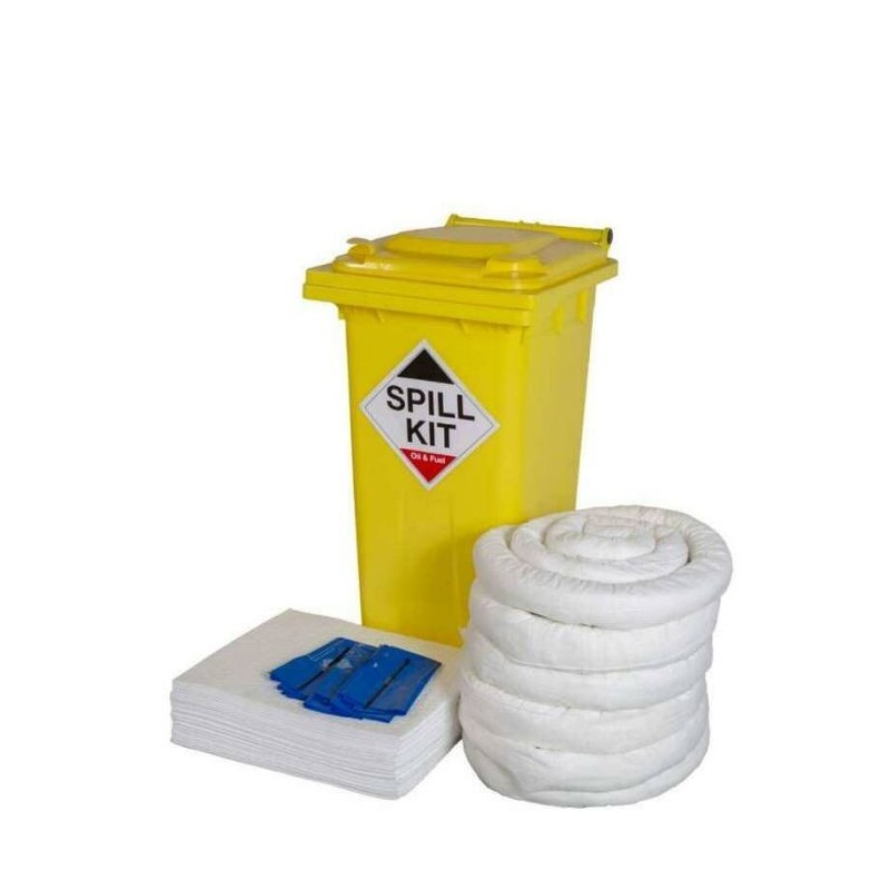 Qatar 120Ltr Oil & Fuel Spill Kit in Wheelie Bin