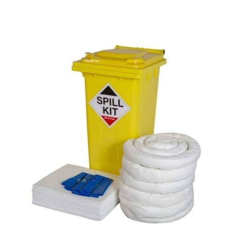 Qatar 120Ltr Oil & Fuel Spill Kit in Wheelie Bin